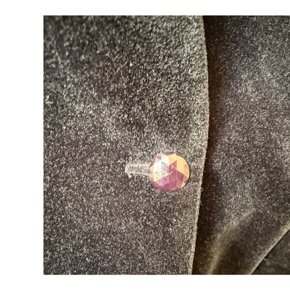 Vintage Black Velvet Blazer Witchy Glam Corporate Goth Jacket Party Top L - Picture 9 of 11